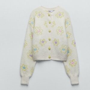Zara Cream Cardigan with Pastel Floral Design